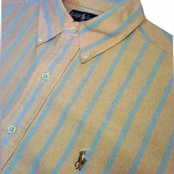 Men’s Ralph Lauren 100% Cotton Striped Long Sleeved Button Down- Size 33, 15 1/2 - Picture 4 of 12
